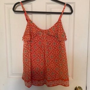 Patterned tank top with adjustable straps